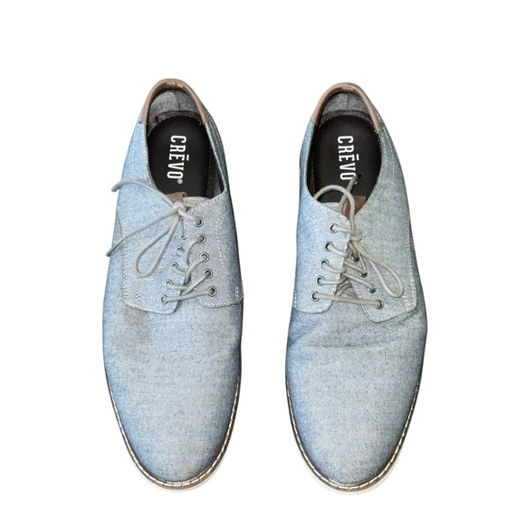 Crevo Other - Crevo Bud Men's Navy Blue Chambray Canvas Lace Up Oxford Dress Shoes Size US 11